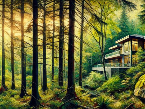 Eine komfortable Immobilie, die sich im Wald versteckt