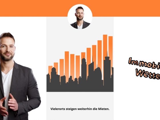 Ein Teaser für das Immowetter, ein Moderator, der das Immobilien-Wetter ansagt